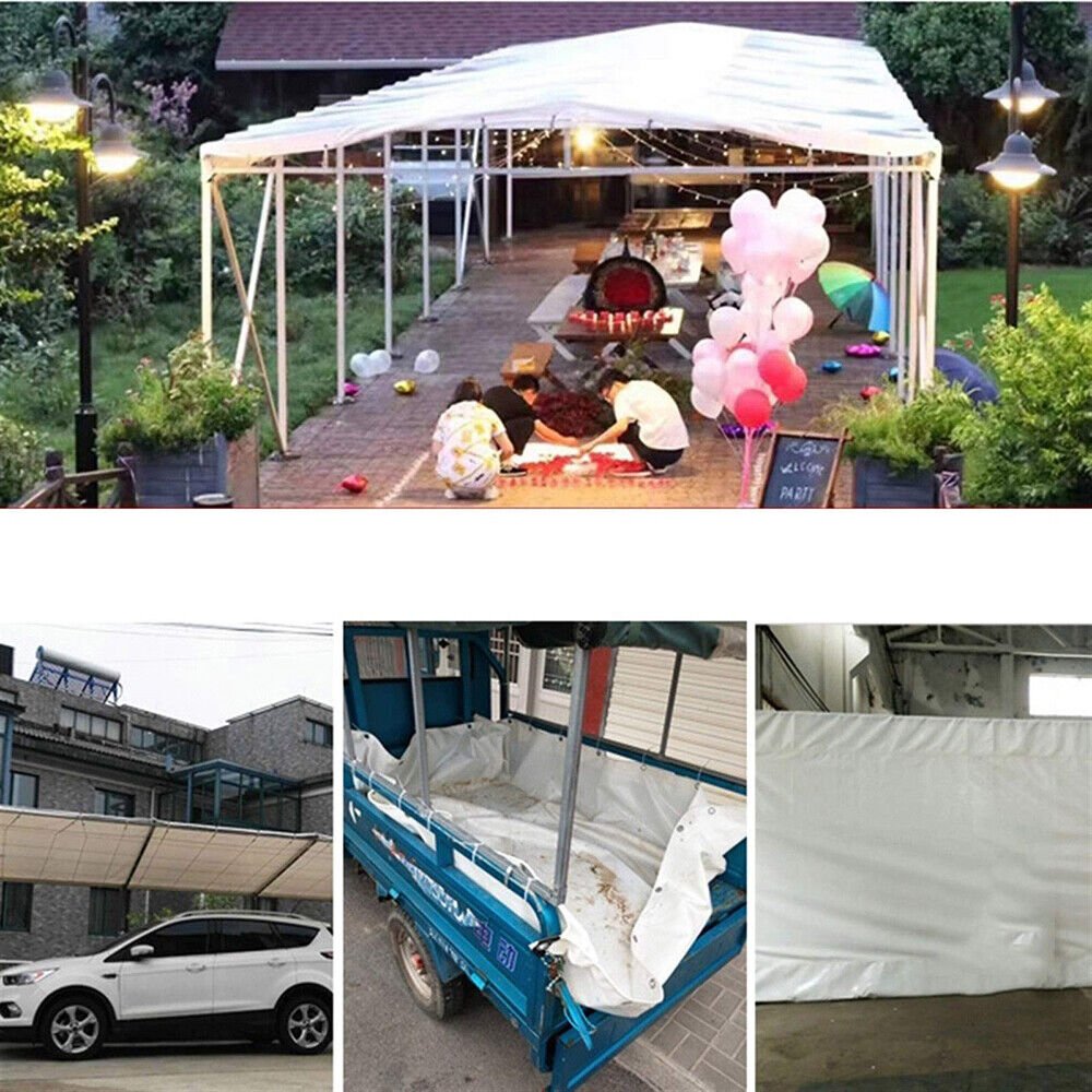 Heavy Duty Waterproof Tarpaulin Tarp Camping Tent Ground Cover Sheet ( White ) - HomeDIYer