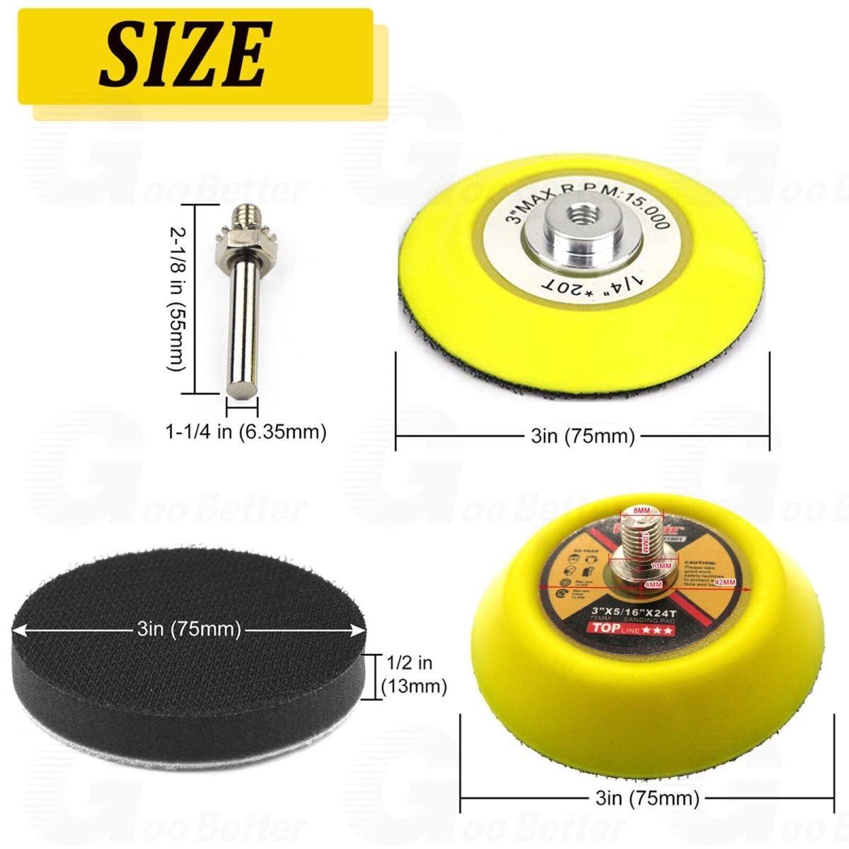 103Pcs 3 inch Sanding Discs Foam Buffing Polishing Sponge Sander Buffer Pad Kit - HomeDIYer