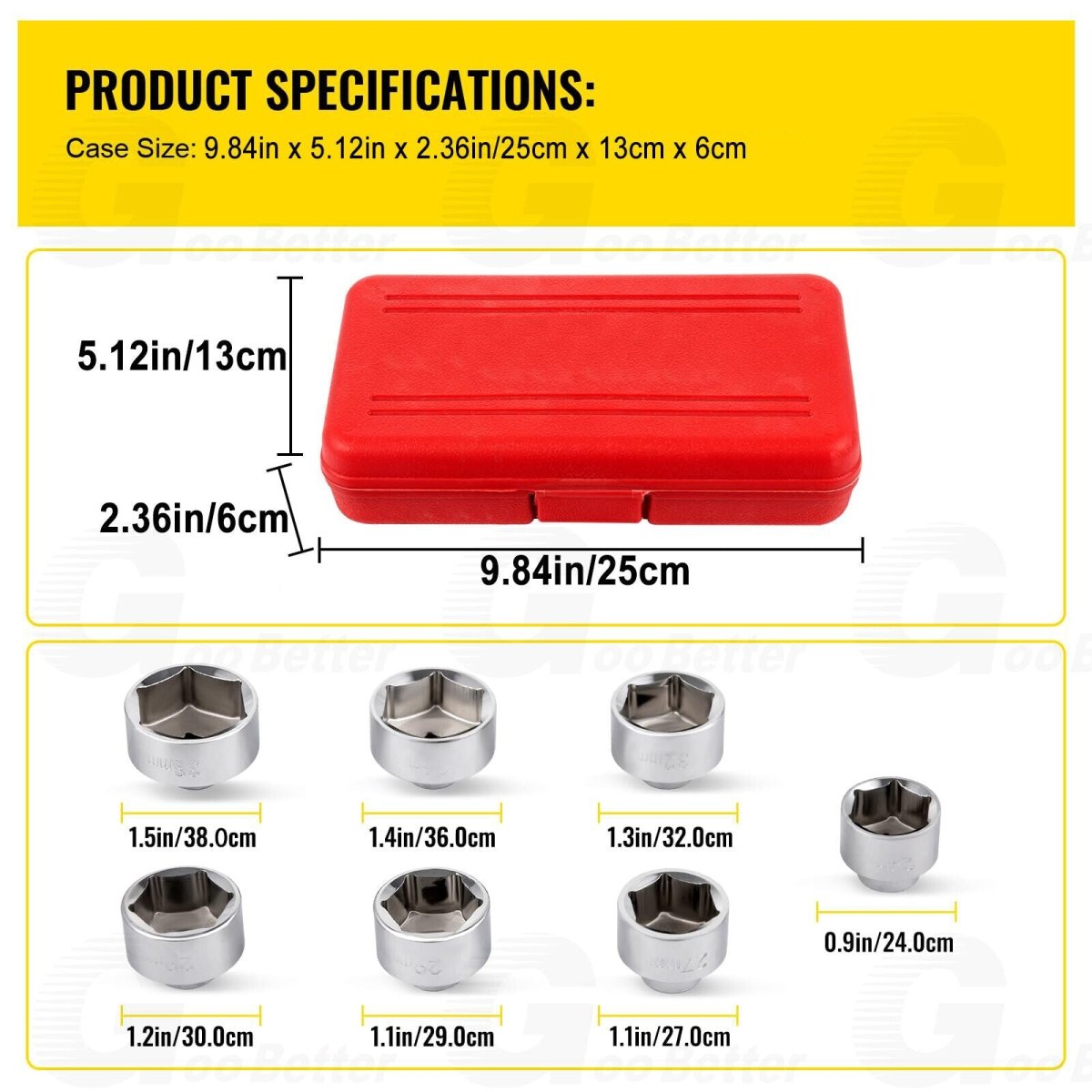 7Pcs Oil Filter Wrench Set 24 - 38mm Cap Type Socket Removal Garage Tool 3/8" Drive - HomeDIYer