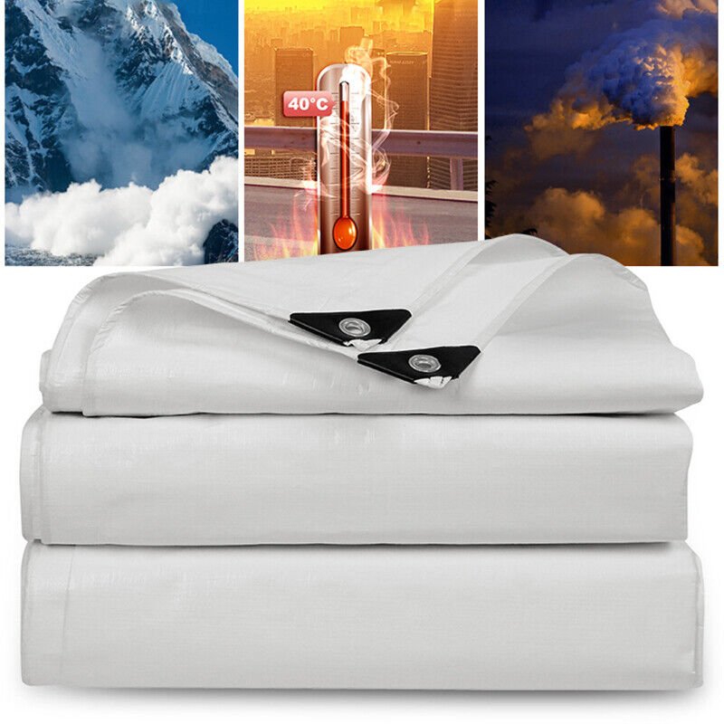 Heavy Duty Waterproof Tarpaulin Tarp Camping Tent Ground Cover Sheet ( White ) - HomeDIYer