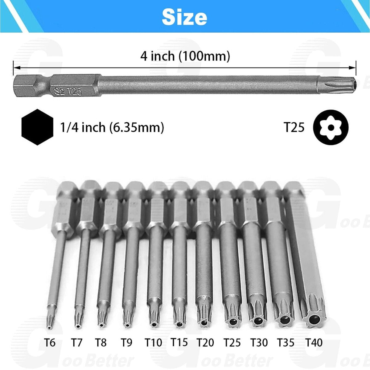 11pcs Magnetic Head Torx Screwdriver Bit Set T6 - T40 Security Tamper Proof Star - HomeDIYer