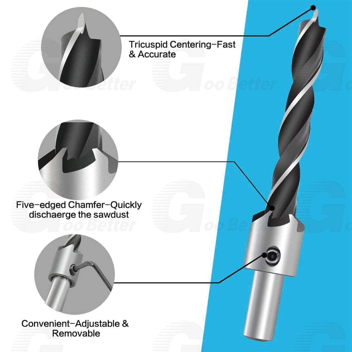 7Pc Countersink Drill Bit Set 3/4/5/6/7/8/10 mm HSS Woodworking Pilot Screw Hole - HomeDIYer