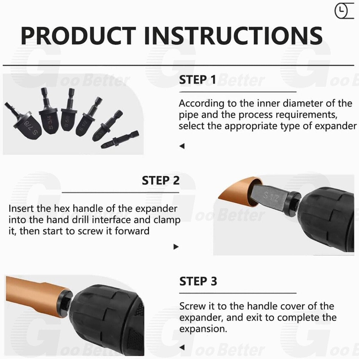 7x Swaging Tube Expander Tool Drill Bit Set Air Conditioner Copper Tube Expander | HomeDIYer - HomeDIYer