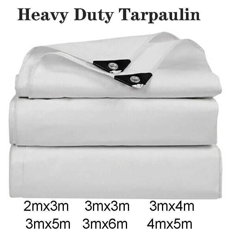 Heavy Duty Waterproof Tarpaulin Tarp Camping Tent Ground Cover Sheet ( White ) - HomeDIYer