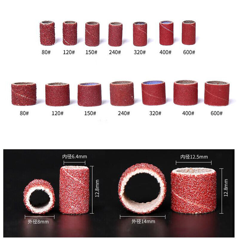 Sanding Bands Drum Sleeves Nail Electric Drill File Machine Bits Grit 80# ~ 600#