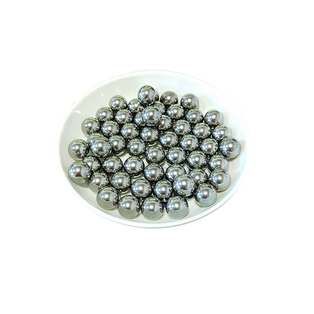 Close-up of polished aluminium sphere beads, 0.5-12mm sizes for craft and hobby projects