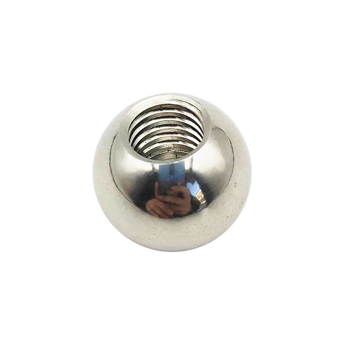 Side view of half-hole thread ball bearing showing the threaded profile and steel ball.