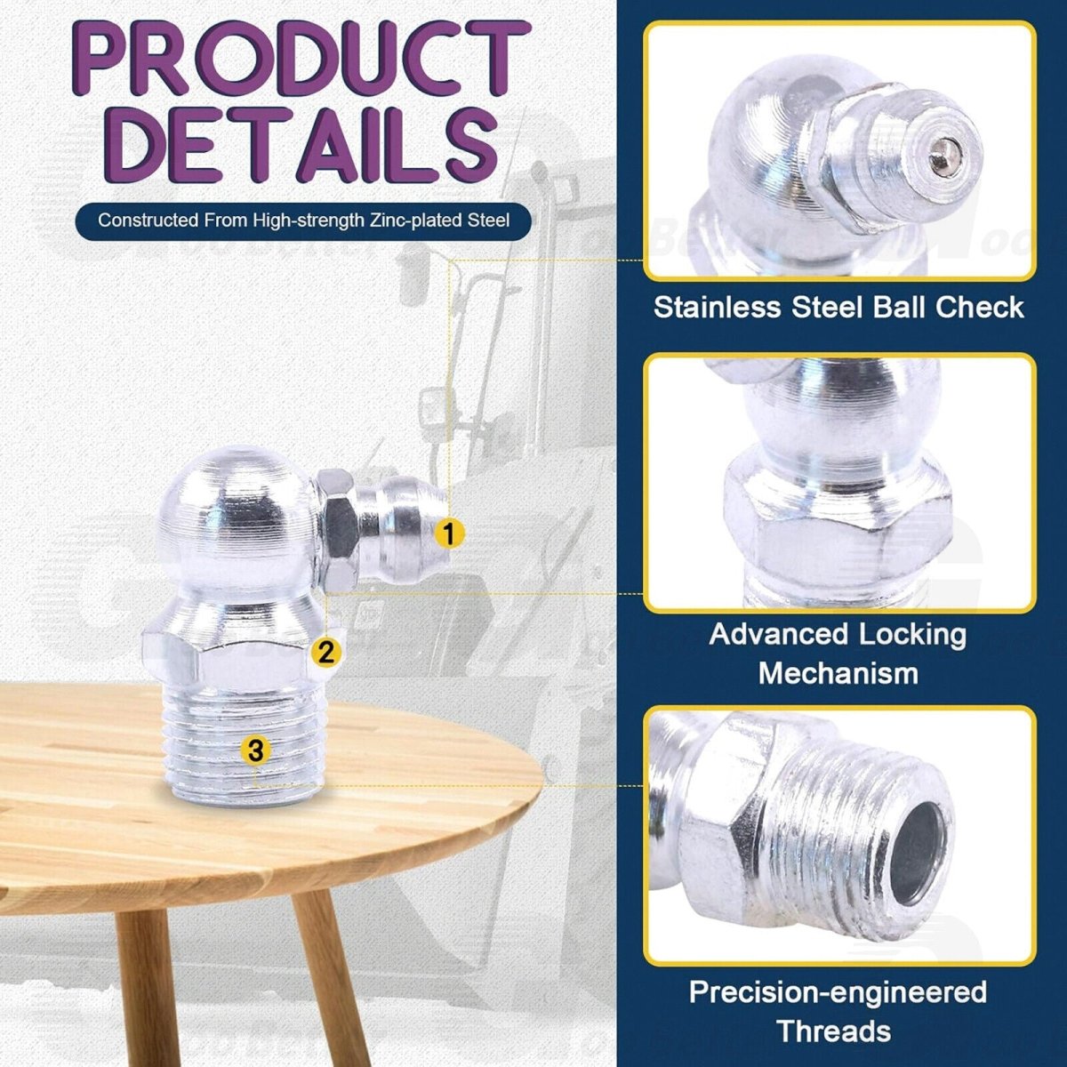 120 PCS Grease Fitting Assortment SAE Straight and Angled Zerk Kit 90 45 Degree - HomeDIYer