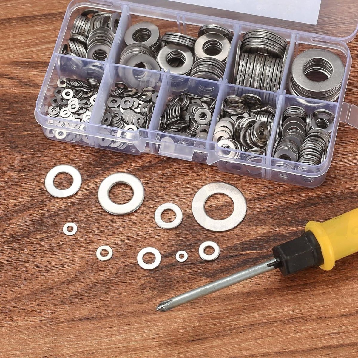 684Pcs Stainless Steel Flat Washers Kit Assorted Size M2 to M12 for Screws Bolts - HomeDIYer