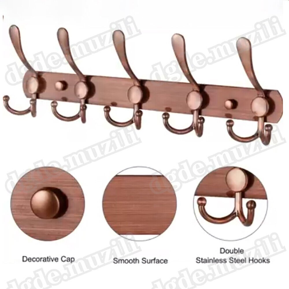 Hook rail coat hooks wall coat rack hooks stainless steel clothes hooks 5 hooks - HomeDIYer