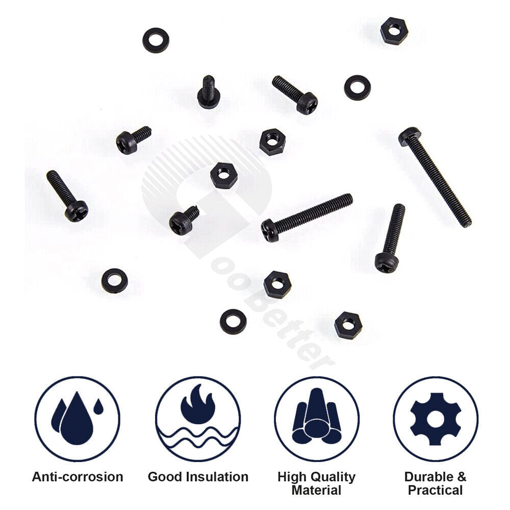150Pcs M2-M5 Nylon Phillips Pan-Head Screws Bolt Spacer Nuts Set