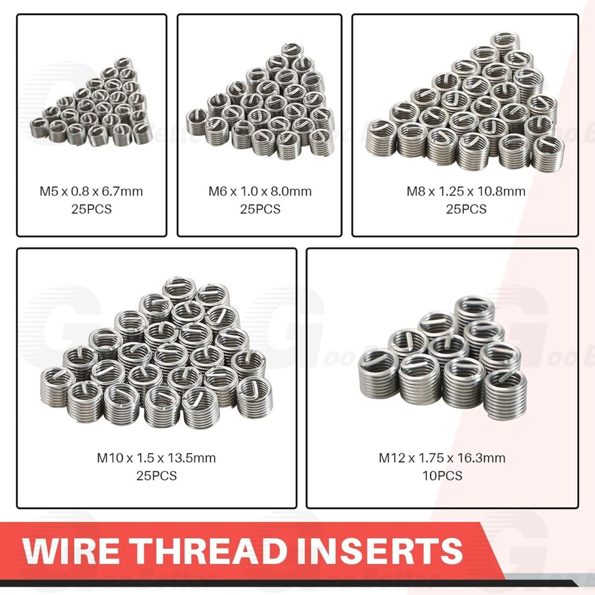 131PCS Helicoil Type Thread Repair Kit rethread Stripped M5 M6 M8 M10 M12 Metric - HomeDIYer