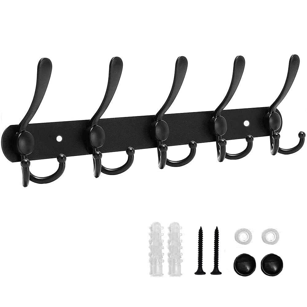 Hook rail coat hooks wall coat rack hooks stainless steel coat hooks black - HomeDIYer