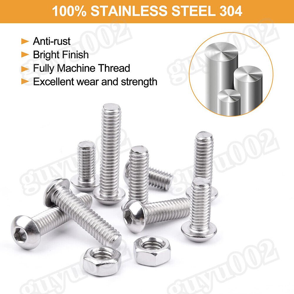 503 pcs pan head screws nuts assortment set stainless steel hexagon socket M3 M4 M5 - HomeDIYer