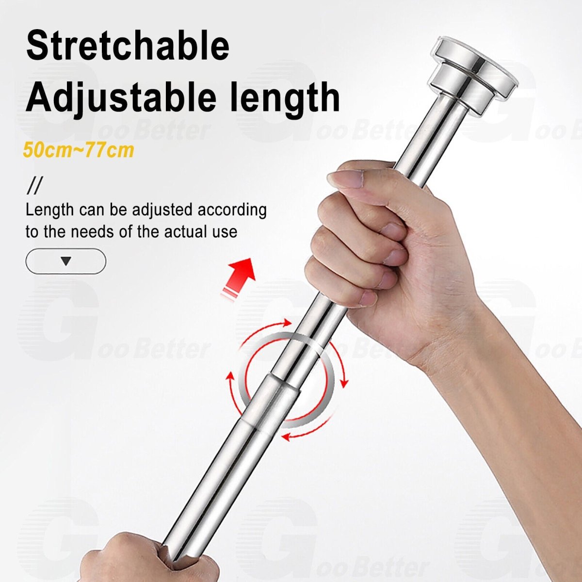 50~77cm Extendable Telescopic Clothes Curtain Pole Rail Rod Bath Door Window Wardrobe - HomeDIYer