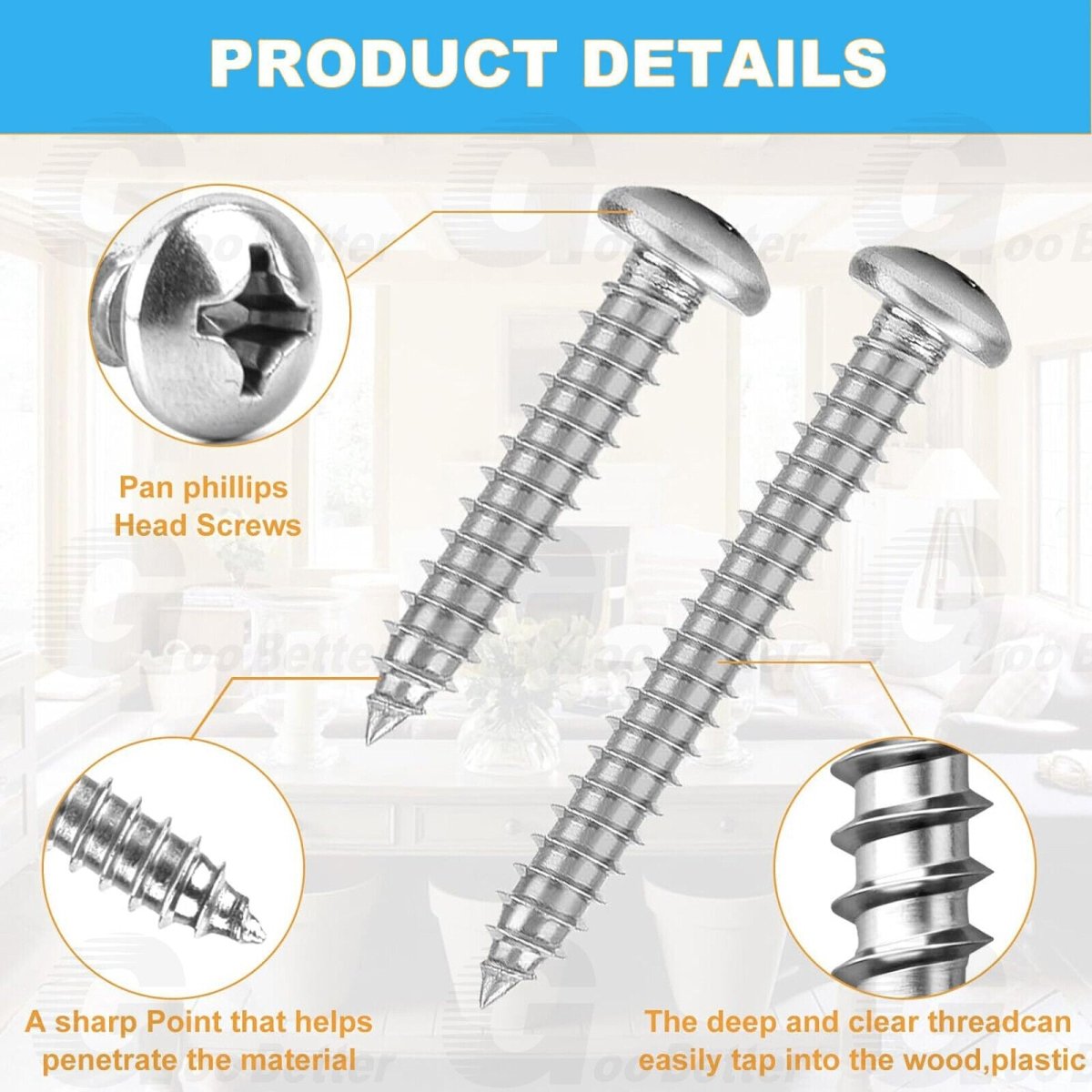 500pcs Assorted Pan Pozi Head Self Tapping Screws Stainless Steel M3 M3.5 M4 M5 - HomeDIYer