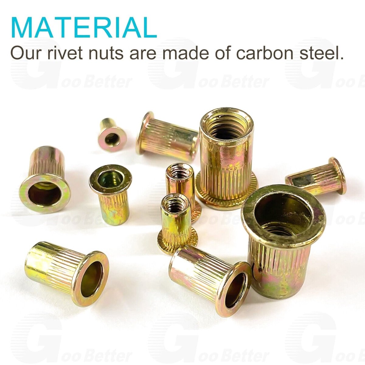 166Pcs Rivet Nuts Flat Head Threaded Rivnuts Knurled Head Nutserts M3 to M12 Kit - HomeDIYer
