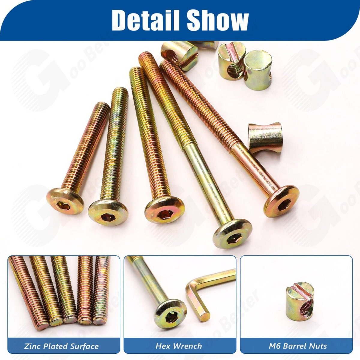 51Pcs M6 Beds Cot Flat Socket Furniture Bolts Screw, Barrel Nuts & Allen Key Kit - HomeDIYer