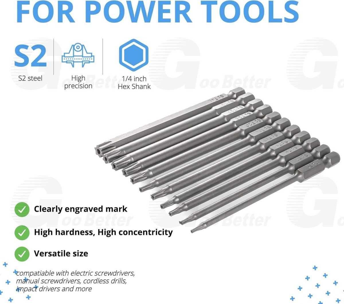 11pcs Magnetic Head Torx Screwdriver Bit Set T6 - T40 Security Tamper Proof Star - HomeDIYer