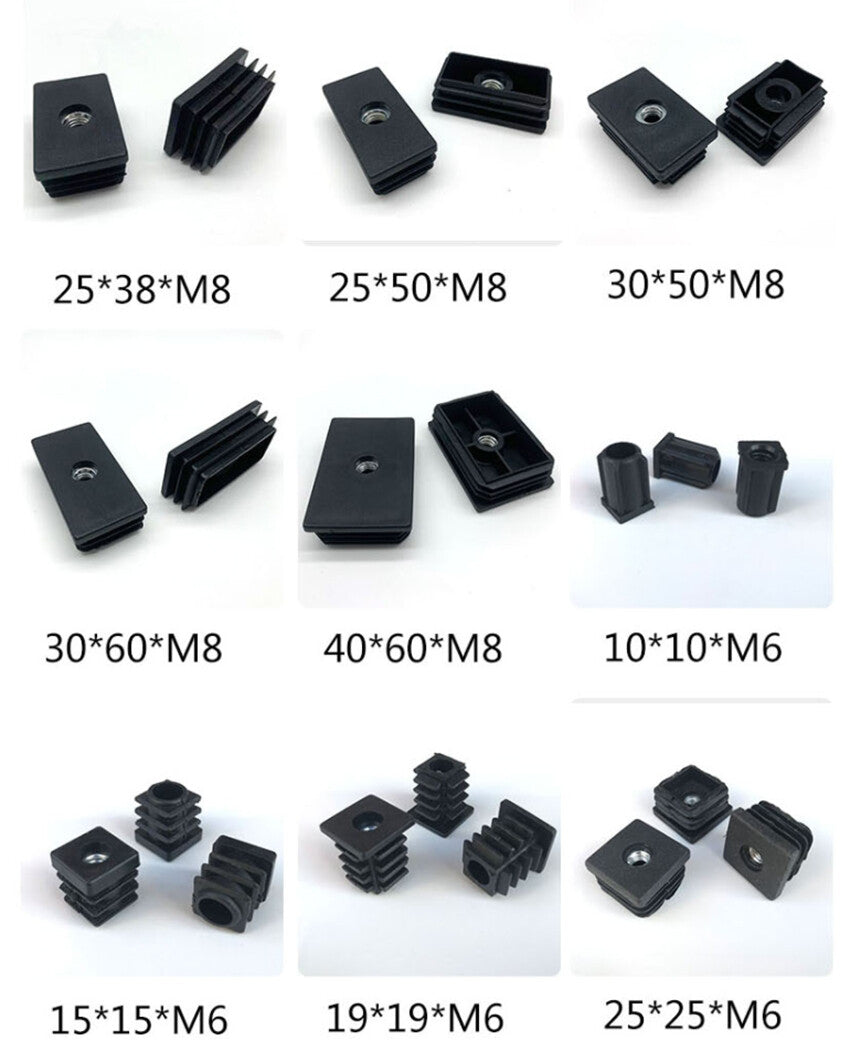 Multiple plugs arranged by nut size showing M6 M8 progression