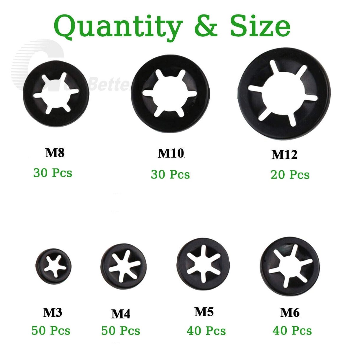 260Pcs Starlock Washers Push M3 - M12 On Lock Star Tooth Grab Fastener Clips Set - HomeDIYer