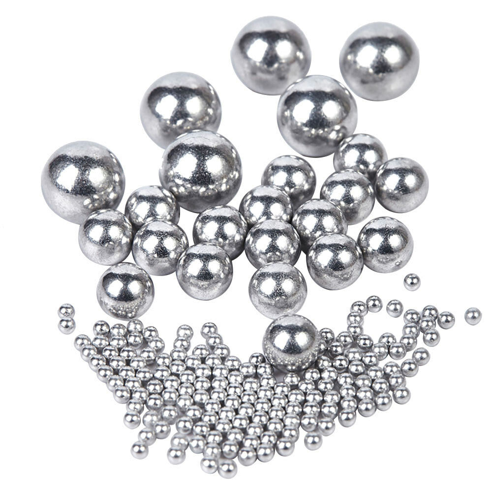 Solid polished aluminium ball beads (0.5-12mm) for hobby craft projects, shiny finish close-up