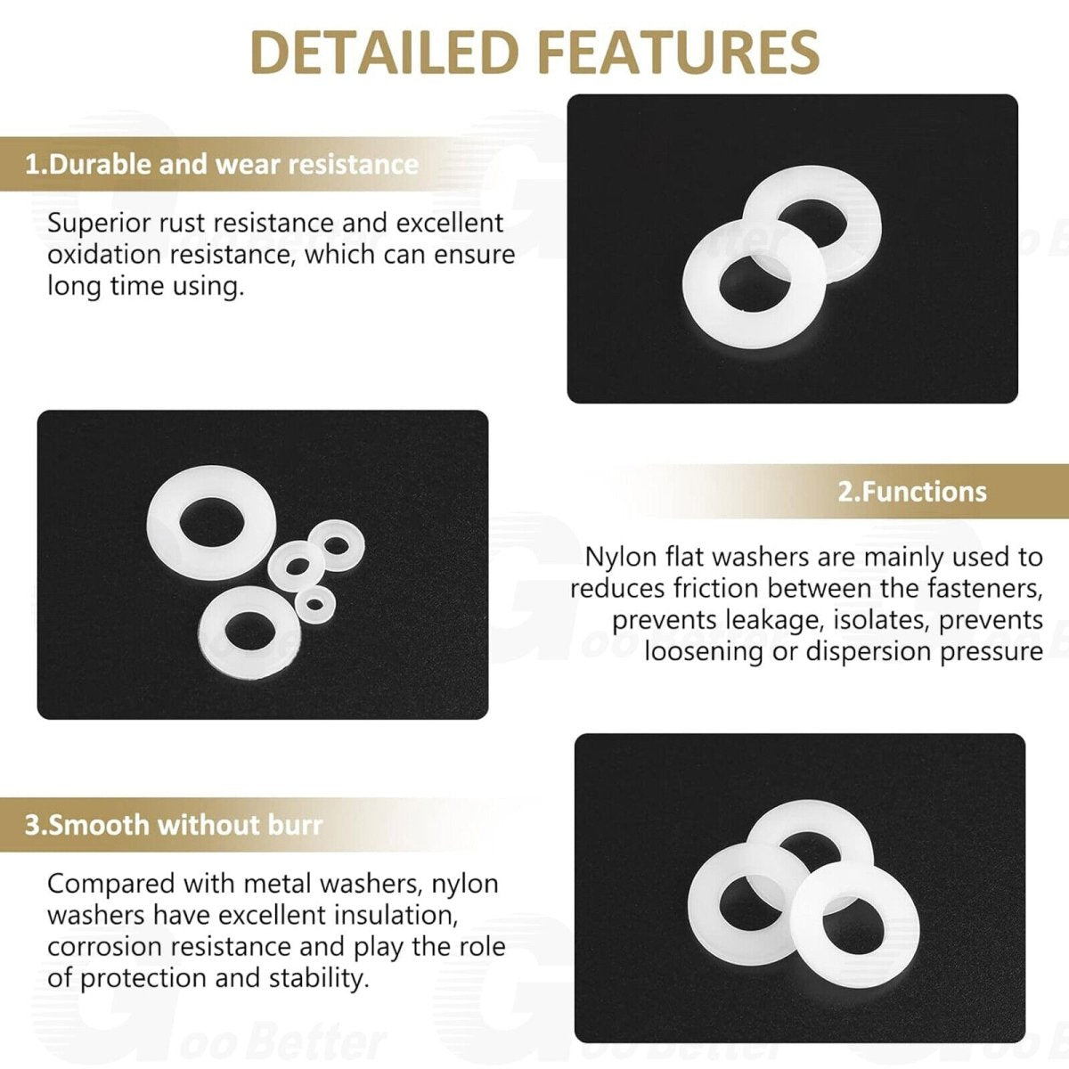 195pcs M3 - M12 White Nylon Flat Washers Set Assorted Seals Washer O - Ring Gasket - HomeDIYer
