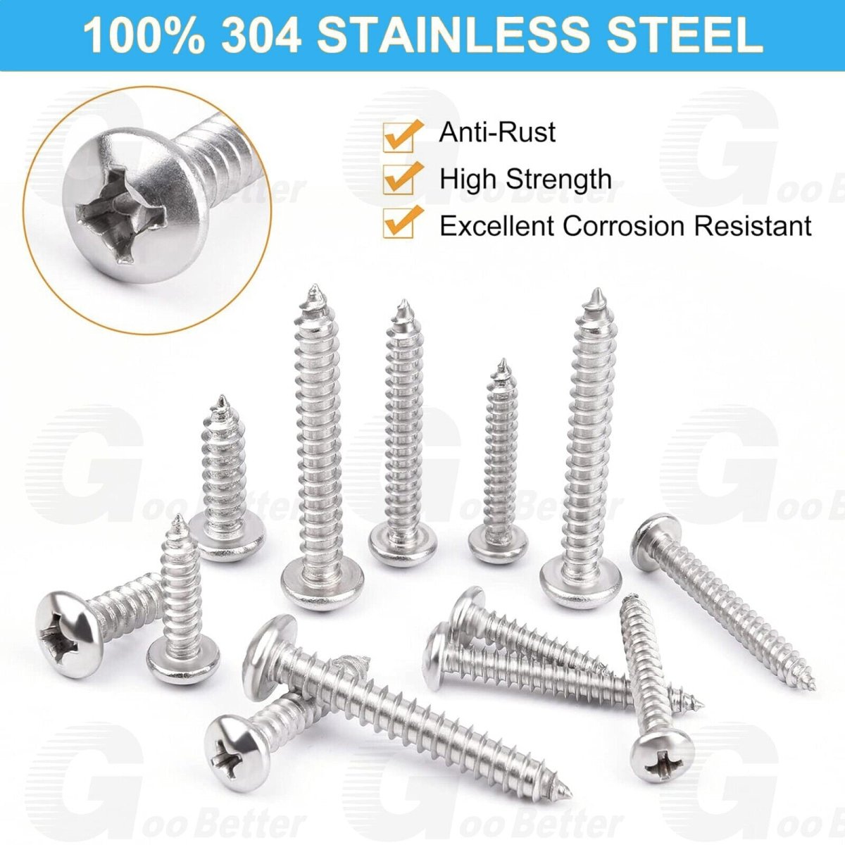 500pcs Assorted Pan Pozi Head Self Tapping Screws Stainless Steel M3 M3.5 M4 M5 - HomeDIYer