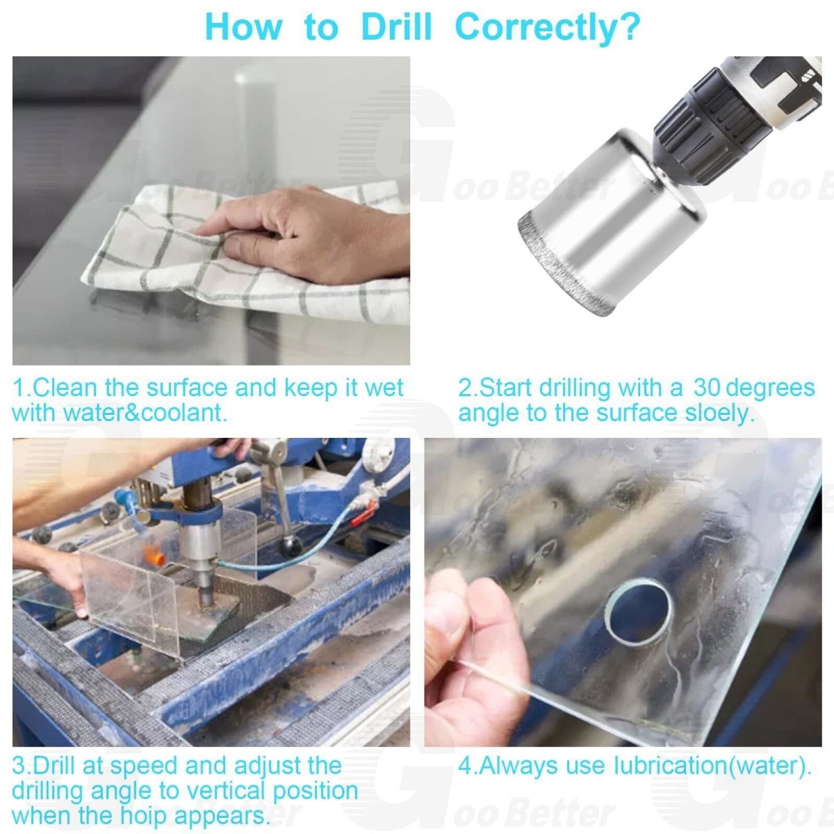 15Pcs Diamond Hole Saw Set Drill Bits Kit 3mm - 42mm Cutter For Glass Ceramic Tile - HomeDIYer