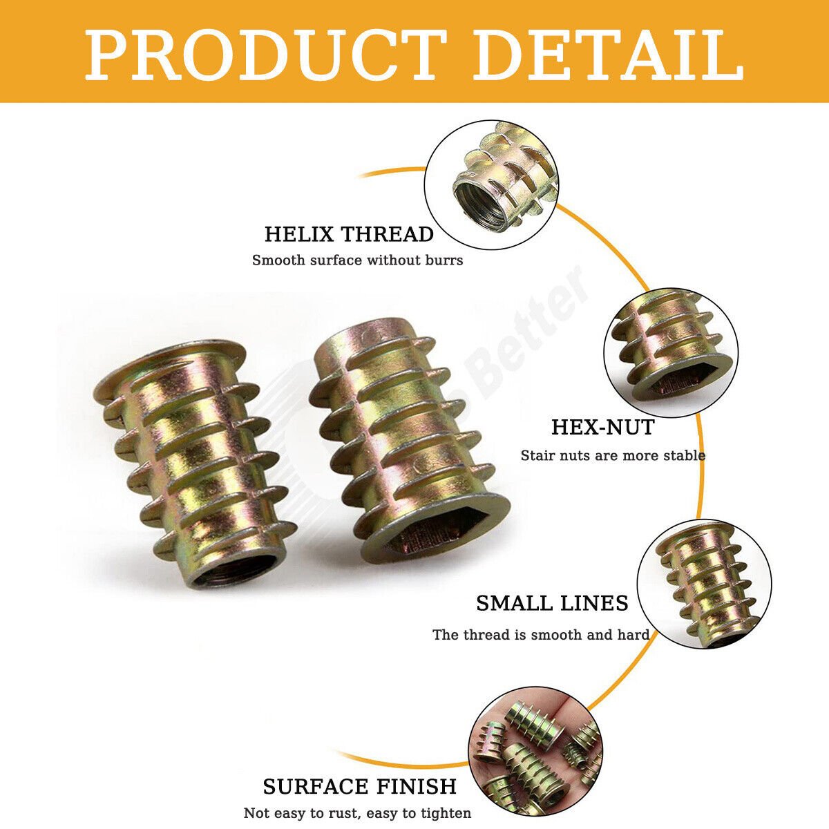 165Pcs Threaded Wood Insert Nuts M4 - M8 Set Hex Socket Drive Insert Fixing Screw - HomeDIYer
