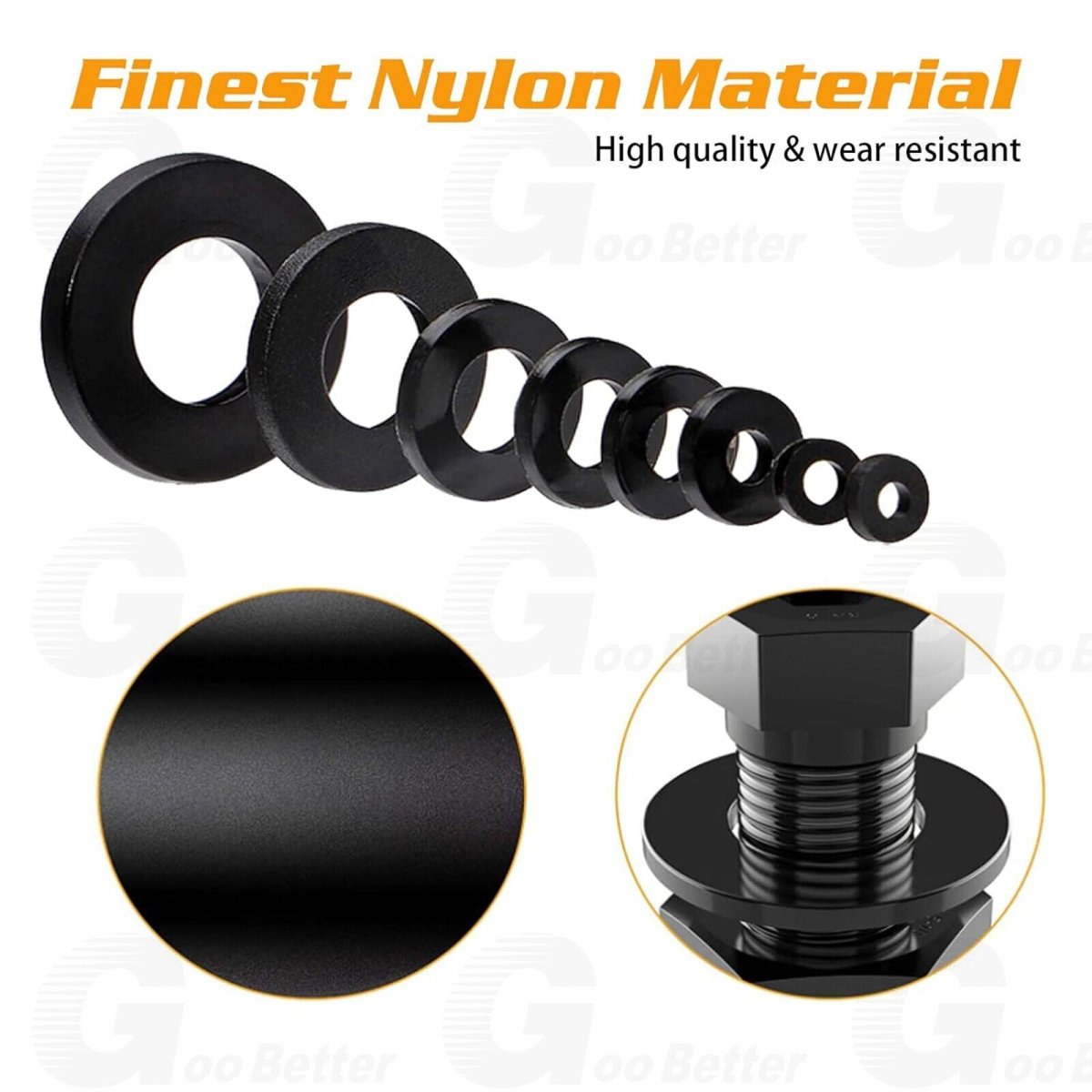 500Pcs Nylon Flat Washer Assortment Set M2 - M8 Black Sealing Spacer Gasket O Ring - HomeDIYer