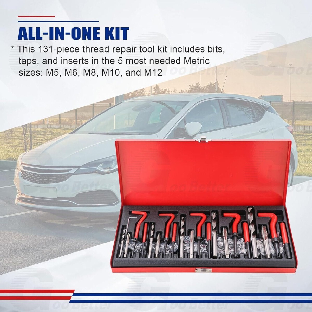 131PCS Helicoil Type Thread Repair Kit rethread Stripped M5 M6 M8 M10 M12 Metric - HomeDIYer