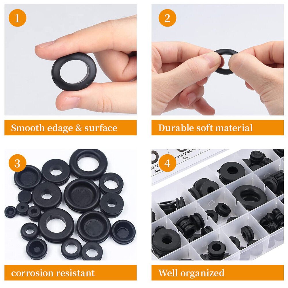 125PCS grommet set Cable grommet set Rubber grommet set - HomeDIYer
