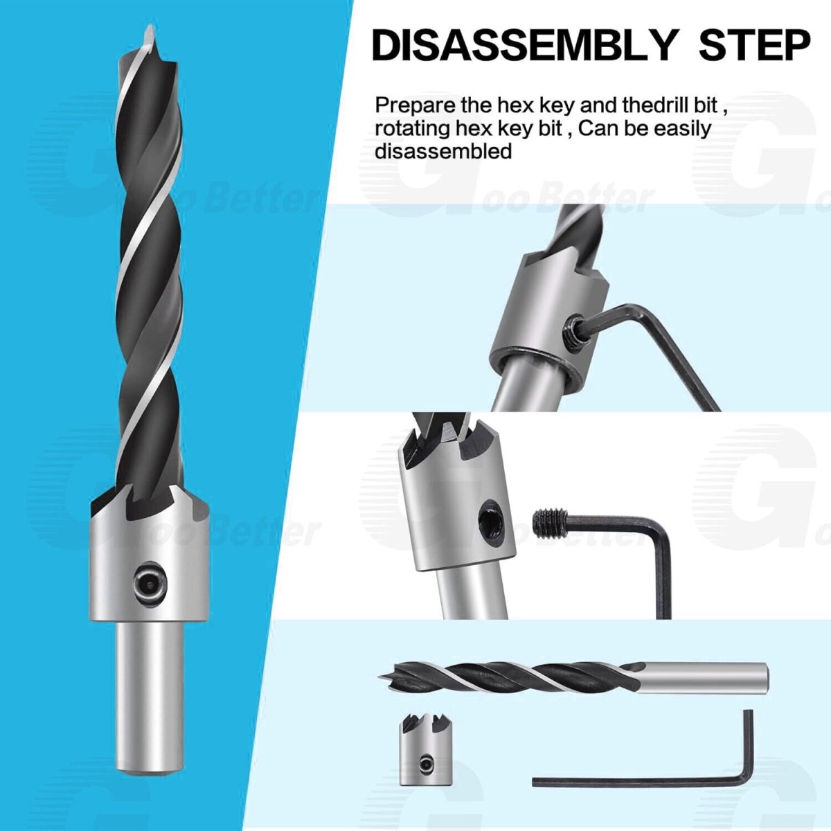 7Pc Countersink Drill Bit Set 3/4/5/6/7/8/10 mm HSS Woodworking Pilot Screw Hole - HomeDIYer