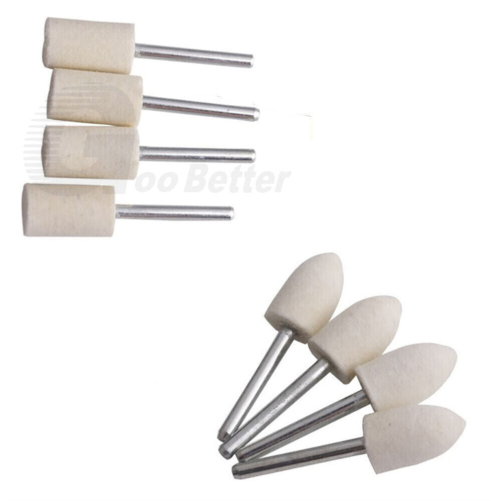 100pcs Wool Felt Polishing Heads 4mm - 10mm Set For Dremel Drill - HomeDIYer