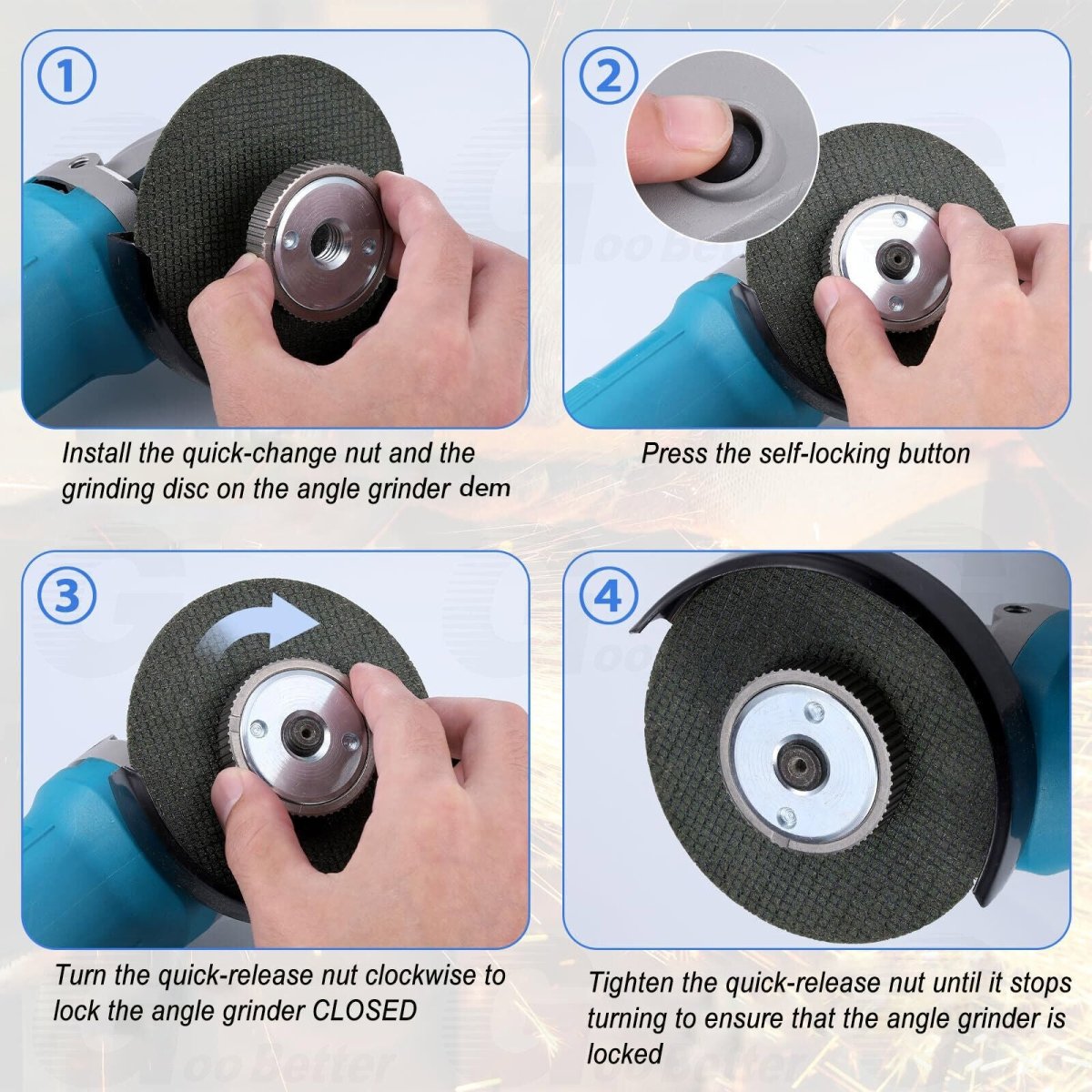 M14 Quick Change Release Angle Grinder Locking Nut Attachments for Dewalt Makita - HomeDIYer