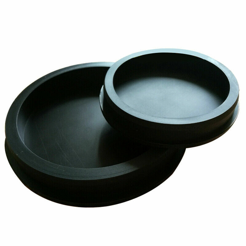 Black PVC end cap installed in pipe demonstration showing secure waterproof fit