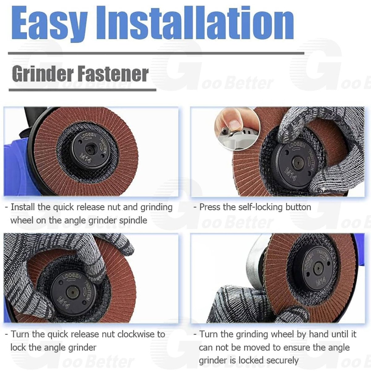 Angle Grinder Quick Change Fast Locking Nut For M14 Thread Grinders Hand Tighten - HomeDIYer