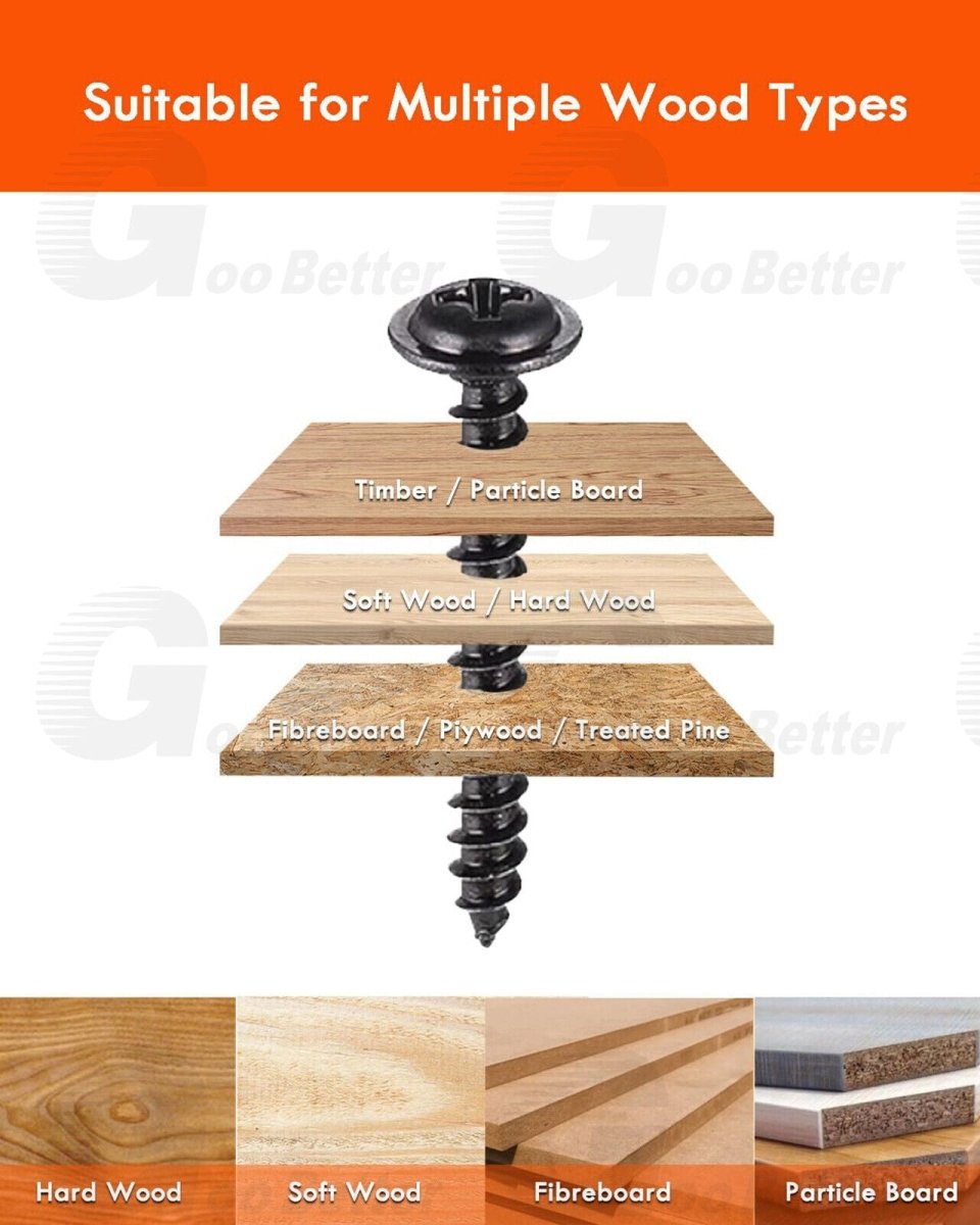 340pcs Black Self Tapping/Drilling Screws Small Phillips Dome Head For Wood/meta - HomeDIYer