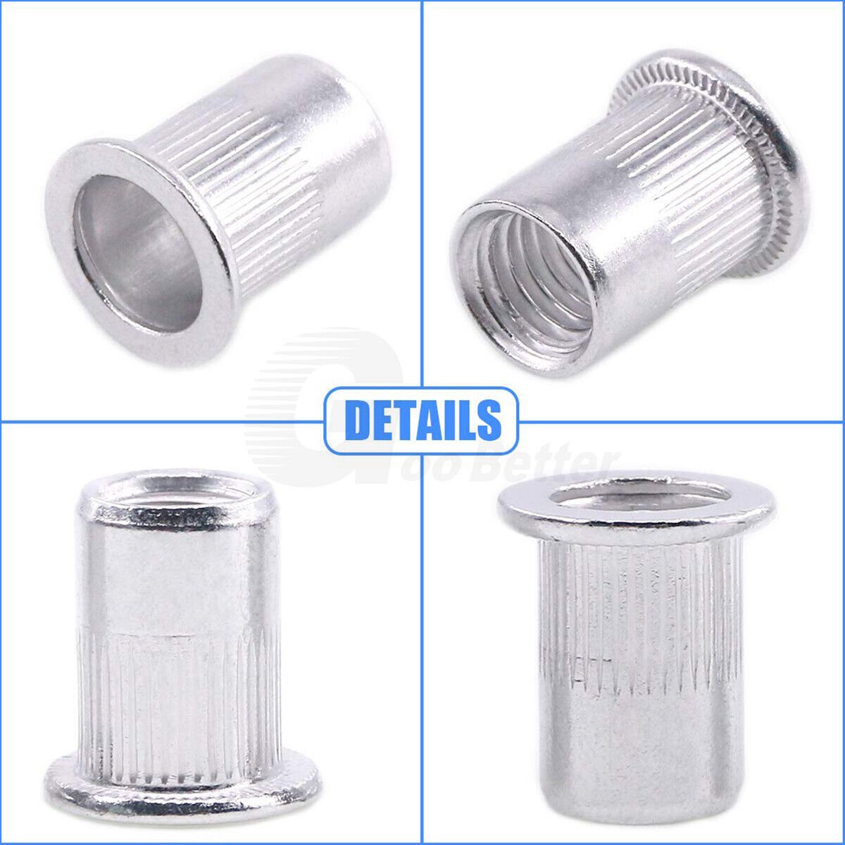 150PCS M3 - M8 Rivnuts Kit Stainless Steel Flat Head Rivet Nut Blind Nutserts Knurled - HomeDIYer