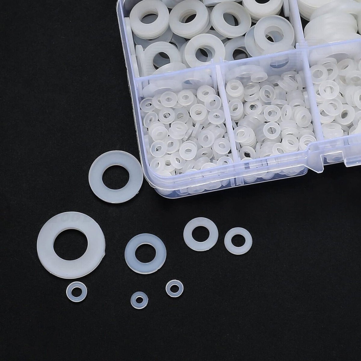 500Pc White Nylon Flat Washer Assortment Kit M2 - M8 Tight Seal Gasket Liquids Set - HomeDIYer