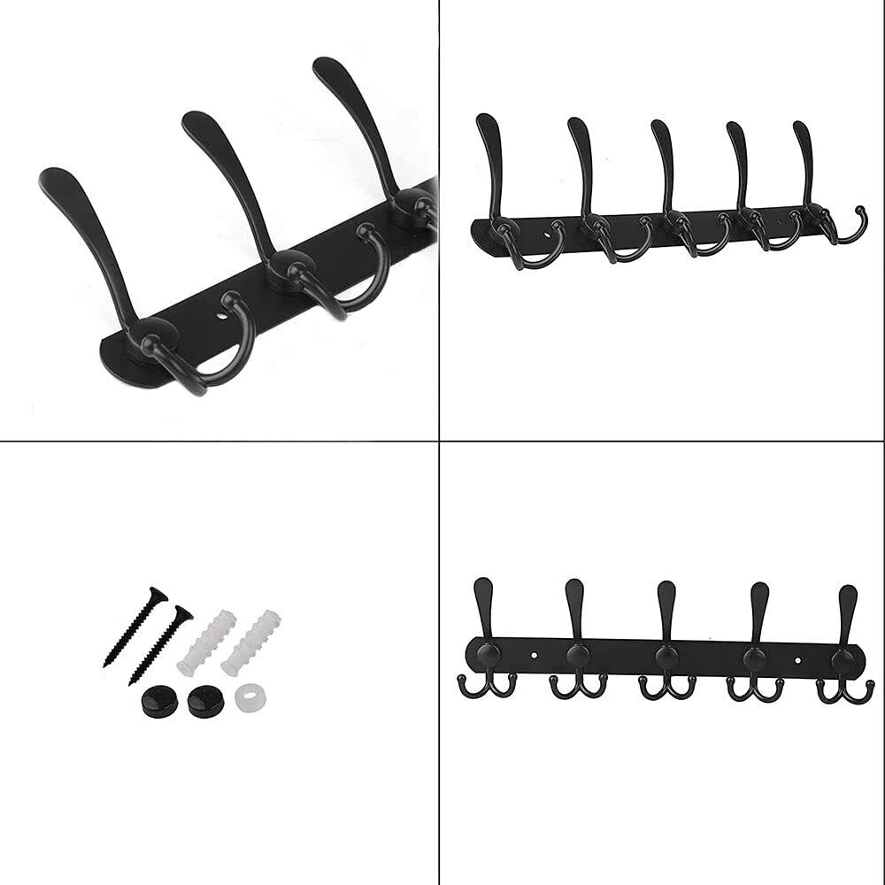 Hook rail coat hooks wall coat rack hooks stainless steel coat hooks black - HomeDIYer