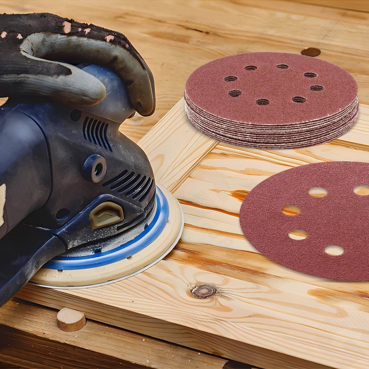 100Pcs 40 to 800 Grit Sanding Discs 5 inch 8 - Hole Hook Loop Orbital Sander Paper - HomeDIYer
