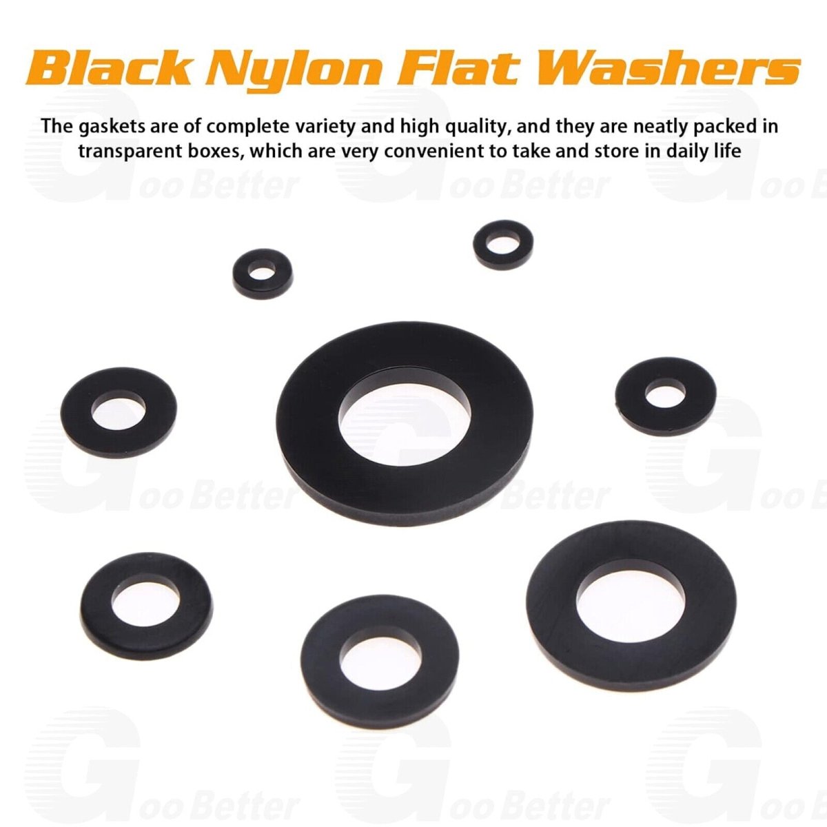 500Pcs Nylon Flat Washer Assortment Set M2 - M8 Black Sealing Spacer Gasket O Ring - HomeDIYer