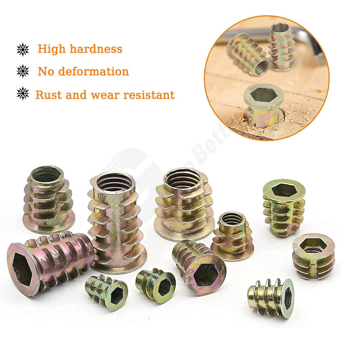 165Pcs Threaded Wood Insert Nuts M4 - M8 Set Hex Socket Drive Insert Fixing Screw - HomeDIYer