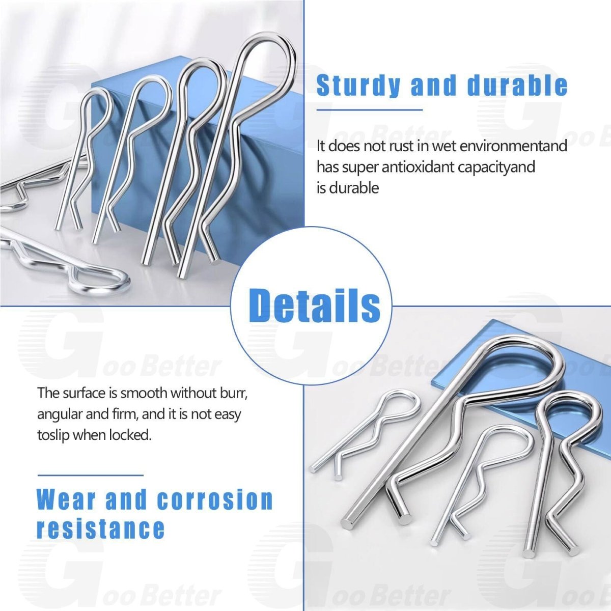 100Pcs R Clips Zinc Plated Retaining Split Beta Pins Assortment for Clevis Pins - HomeDIYer