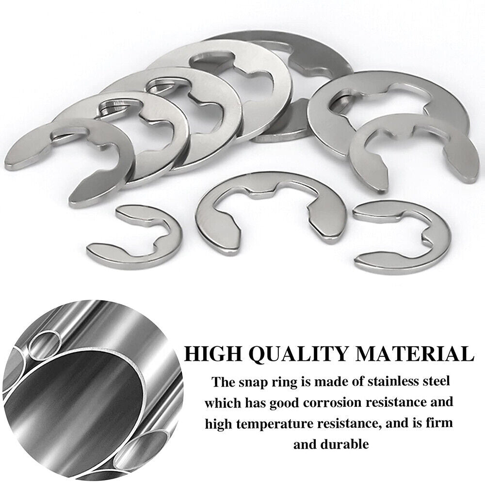 200pcs E Clips Retaining Ring Stainless Steel E Clips Shaft Ring Kit 1.5mm - 10mm - HomeDIYer