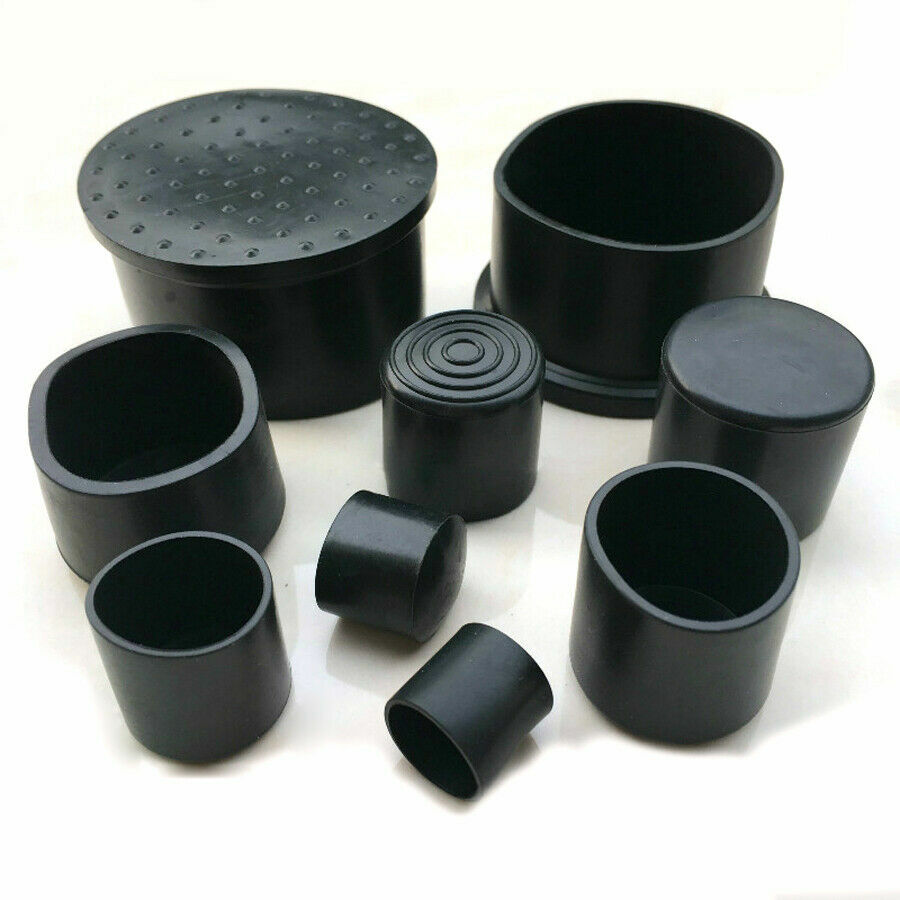 Black PVC rubber pipe tubing end caps (6mm~63mm) perfect for chair/table feet scratch prevention