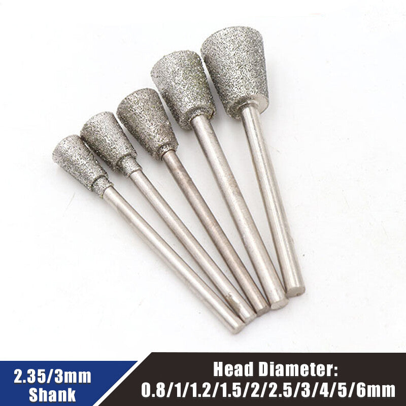 2.35/3mm Shank Diamond Grinding Head K5 Burr Bit Carving Engraving Polishing