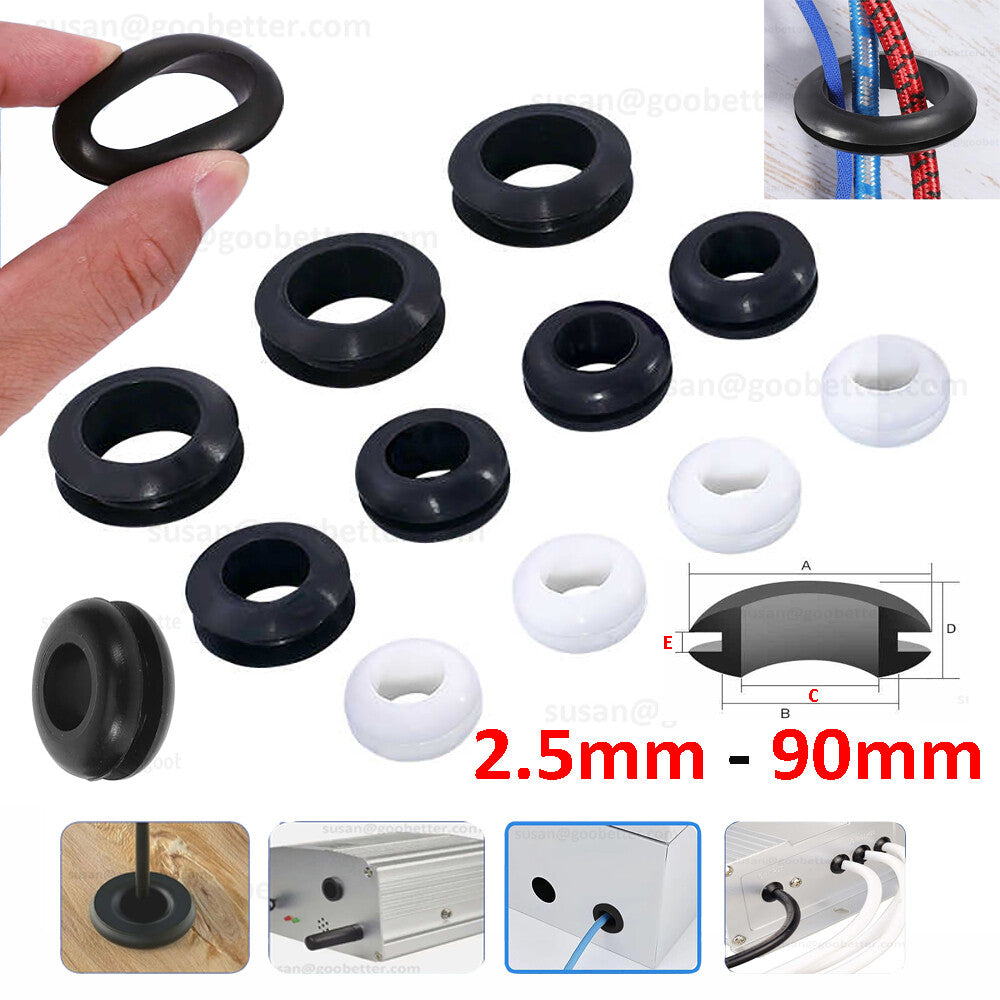 Wiring Grommets - Rubber Open Grommet - Cable Hole Plug Bung Wire Cable Protect